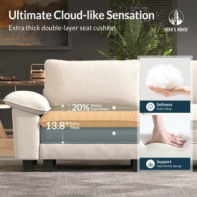 3 Pieces Modular Sectional Sofa Sets, Oversized Couch Set with Loveseats, Comfy Cloud Couches with Throw Pillows, 7-Seater Deep Seat Sofa for Living Room, Chenille Beige