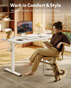 EN1 One-Piece Standing Desk, Electric Adjustable with 4 Memory Presets, 176 LBS Capacity, Stable & Quiet, Seamless Desktop for Home Office & Dual Monitors, 40