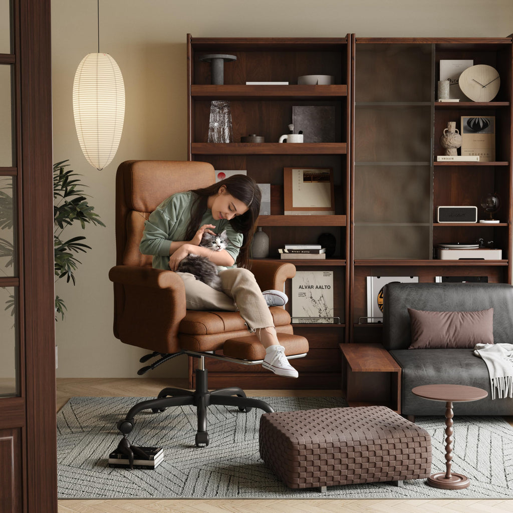 C39 Cross Legged Office Chair | Ergonomic Executive Chair with Footrest, Convertible Armrests & Pet-Friendly Design