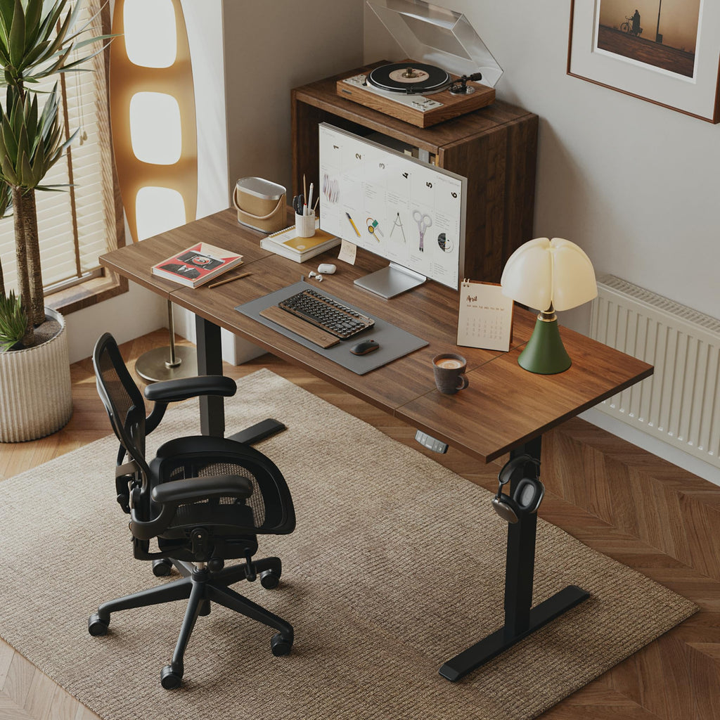 Electric Standing Desk, 71 x 31.5 Inches Height Adjustable Desk, Sit Stand up for Work Office Home, Ergonomic Rising Computer Table with Memory Preset, Dark Walnut