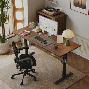 Electric Standing Desk, 71 x 31.5 Inches Height Adjustable Desk, Sit Stand up for Work Office Home, Ergonomic Rising Computer Table with Memory Preset, Dark Walnut