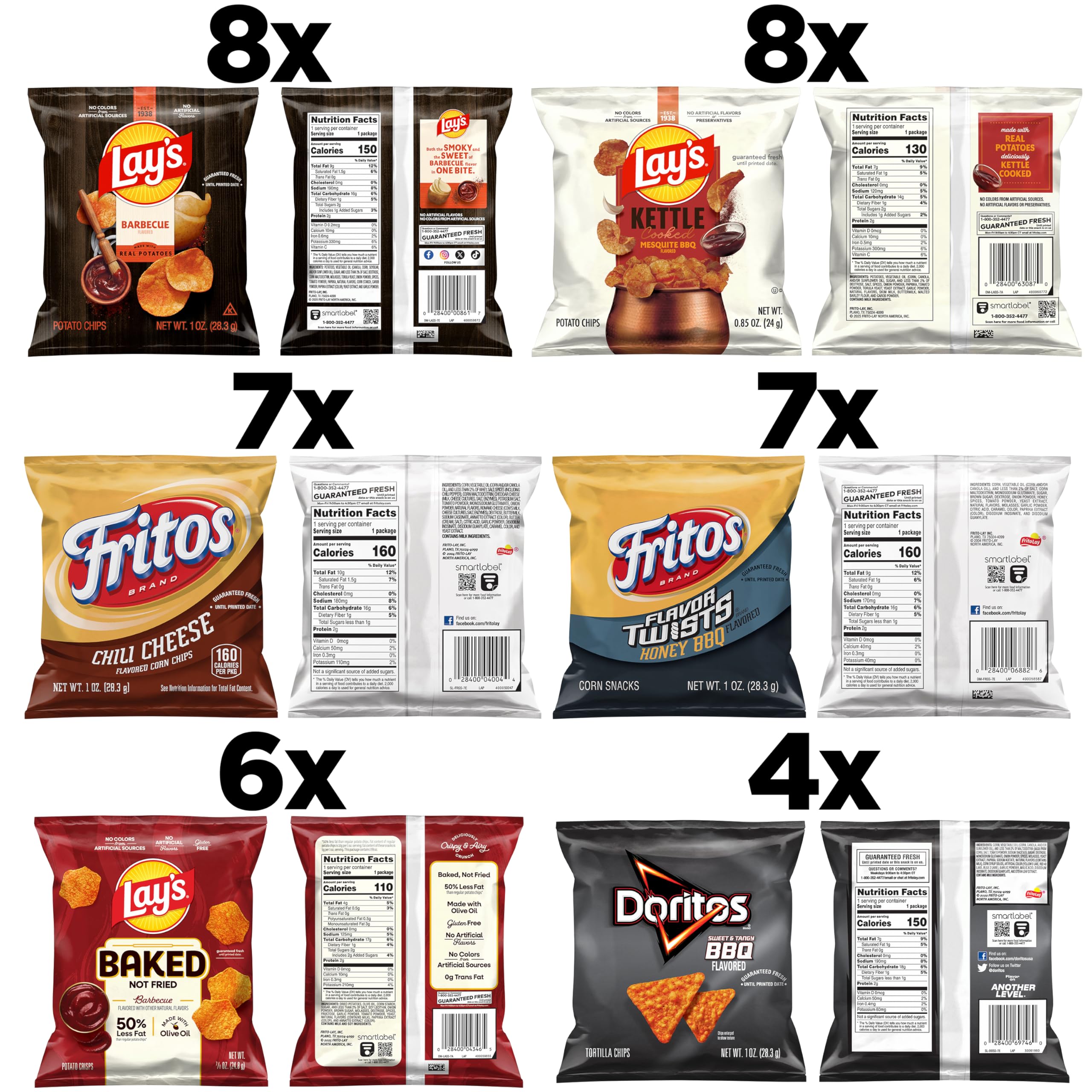 Frito Lay Backyard Barbecue Mix Variety Pack, 3.46 Pounds, (Pack of 40)