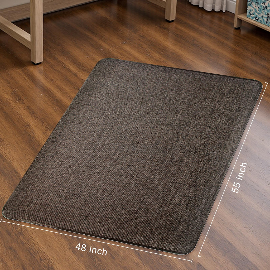 Office Chair Mat for Hardwood & Tile Floor,Computer Gaming Chair Mat for Rolling Chairs Non-Curve, Anti-Slip, Heavy Duty Floor Protector for Home Office,Dark Coffee (48" x 55")