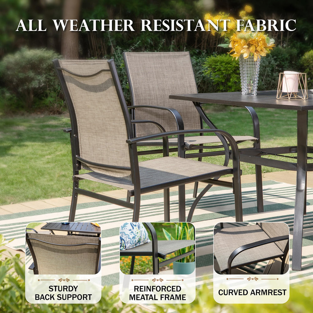 Round Patio Dining Set, 5 Piece Outdoor Metal Table and Chairs Set for Lawn Garden Backyard Deck