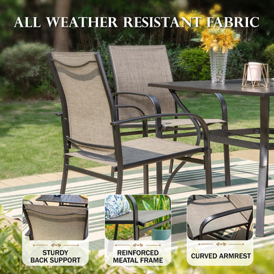 Round Patio Dining Set, 5 Piece Outdoor Metal Table and Chairs Set for Lawn Garden Backyard Deck