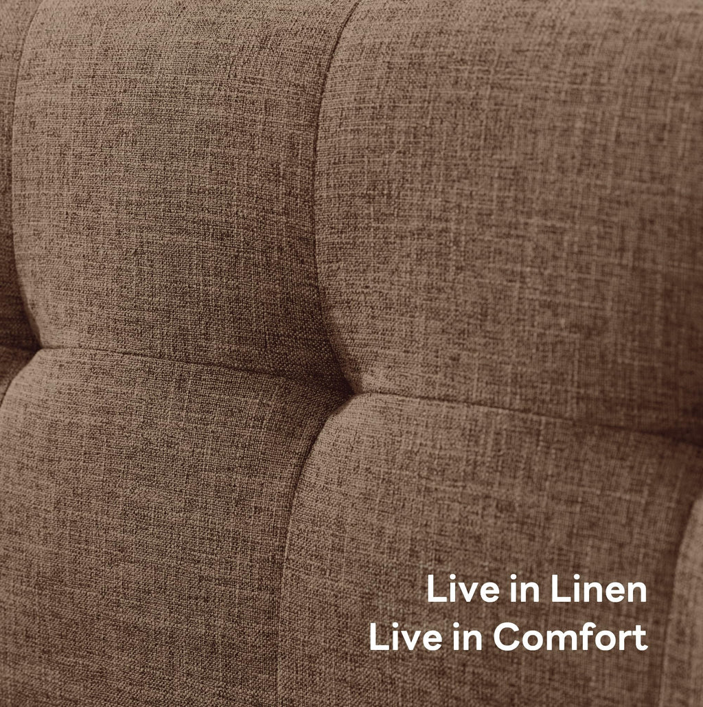 65.2" W Loveseat Sofa, Mid Century Modern Decor Love Seat Couches for Living Room, Button Tufted Upholstered Furniture, Solid & Easy to Install Small Couch for Bedroom Office Apartment, Brown