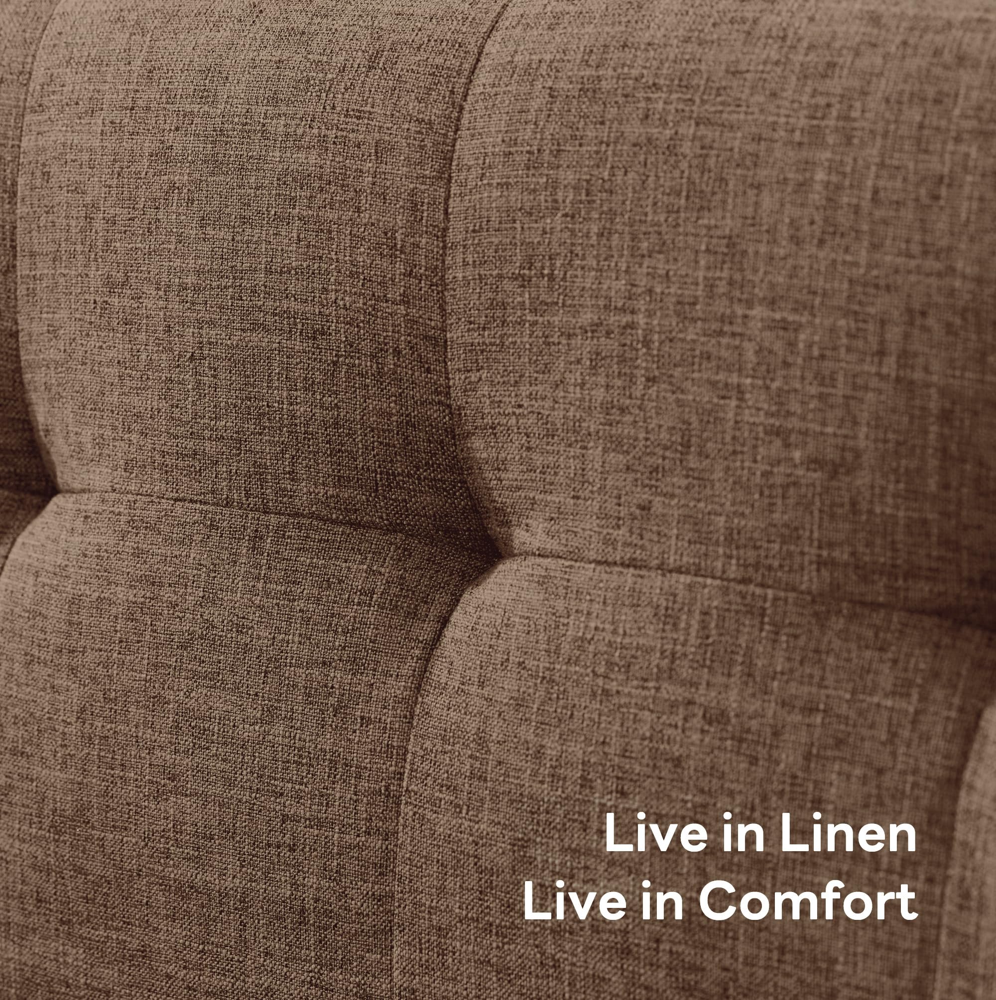 65.2" W Loveseat Sofa, Mid Century Modern Decor Love Seat Couches for Living Room, Button Tufted Upholstered Furniture, Solid & Easy to Install Small Couch for Bedroom Office Apartment, Brown