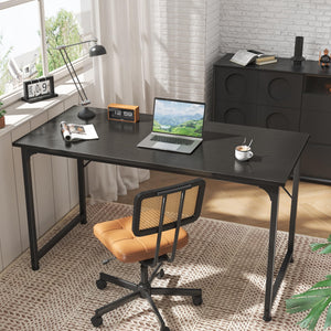 Computer Desk, 55 Inch Home Office Desk, Gaming Writing Work from Home Study Desk, Large Legroom, Sturdy Metal Frame, Modern Simple, Black