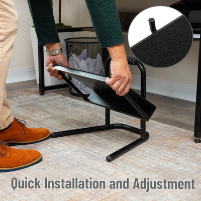 Foot Rest, Under Desk at Work, Ergonomic, Height Adjustable, Office, Metal, Black