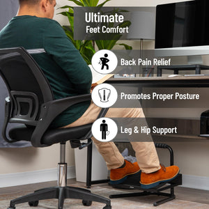 Foot Rest, Under Desk at Work, Ergonomic, Height Adjustable, Office, Metal, Black
