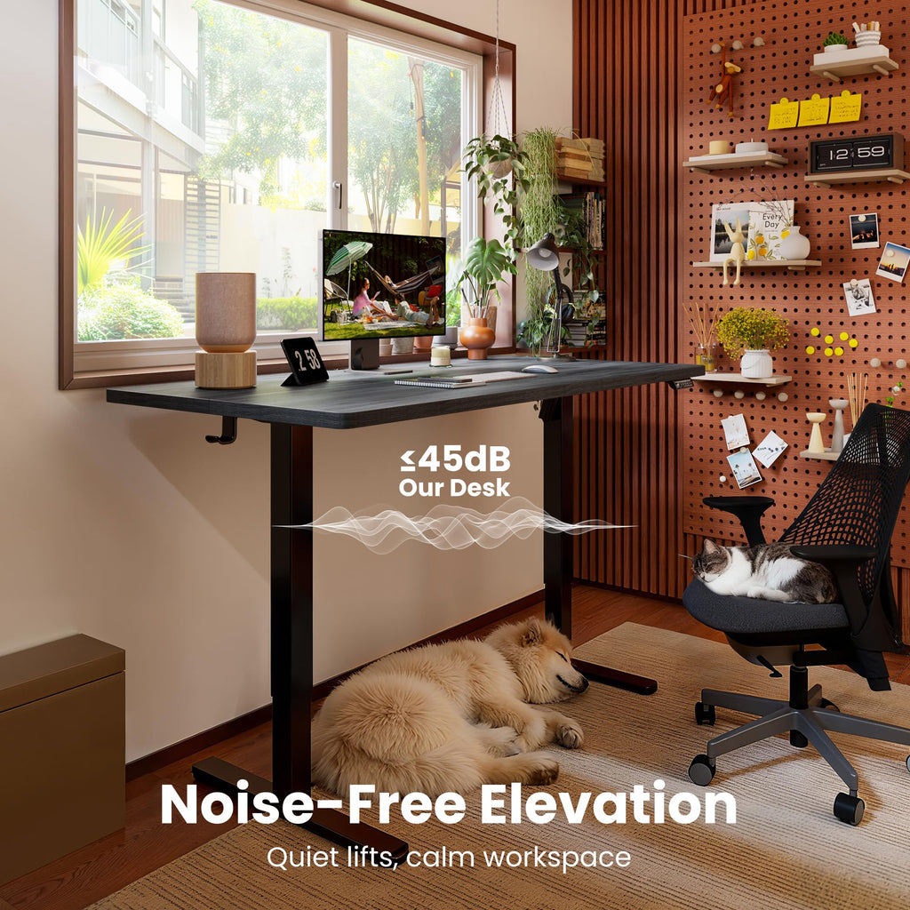 Height Adjustable Electric Standing Desk, 55 x 28 Inches Sit Stand up Desk, Memory Computer Home Office Desk, Grey