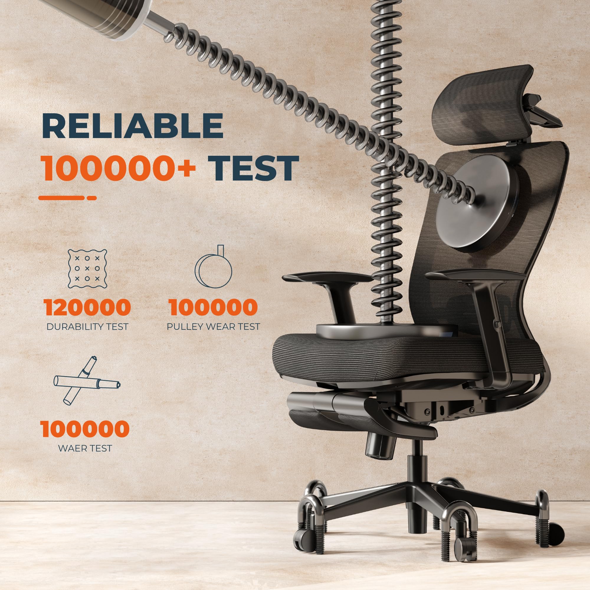 ErgoChair Pro Big and Tall Office Chair, Swivel Computer Chair, Home Office Desk Chairs， with Lumbar Support/17in Retractable Footrest/4D Headrest/400lbs Heavy Duty,Foam Seat Cushion,Black
