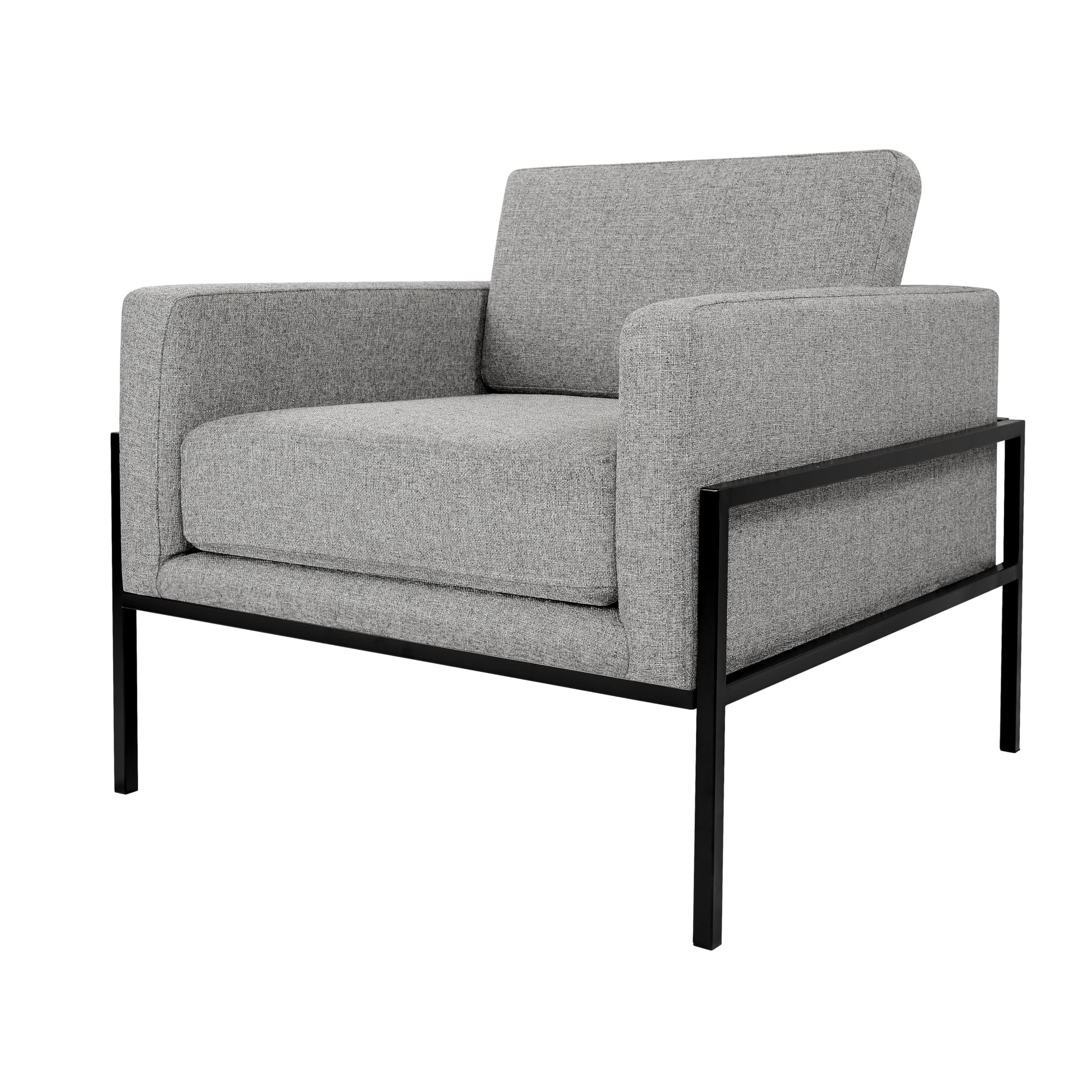 Modern Metal Frame Accent Chair| Home Décor|Accent Chairs for Living Room & Bedroom - Sustainable Gray Woven