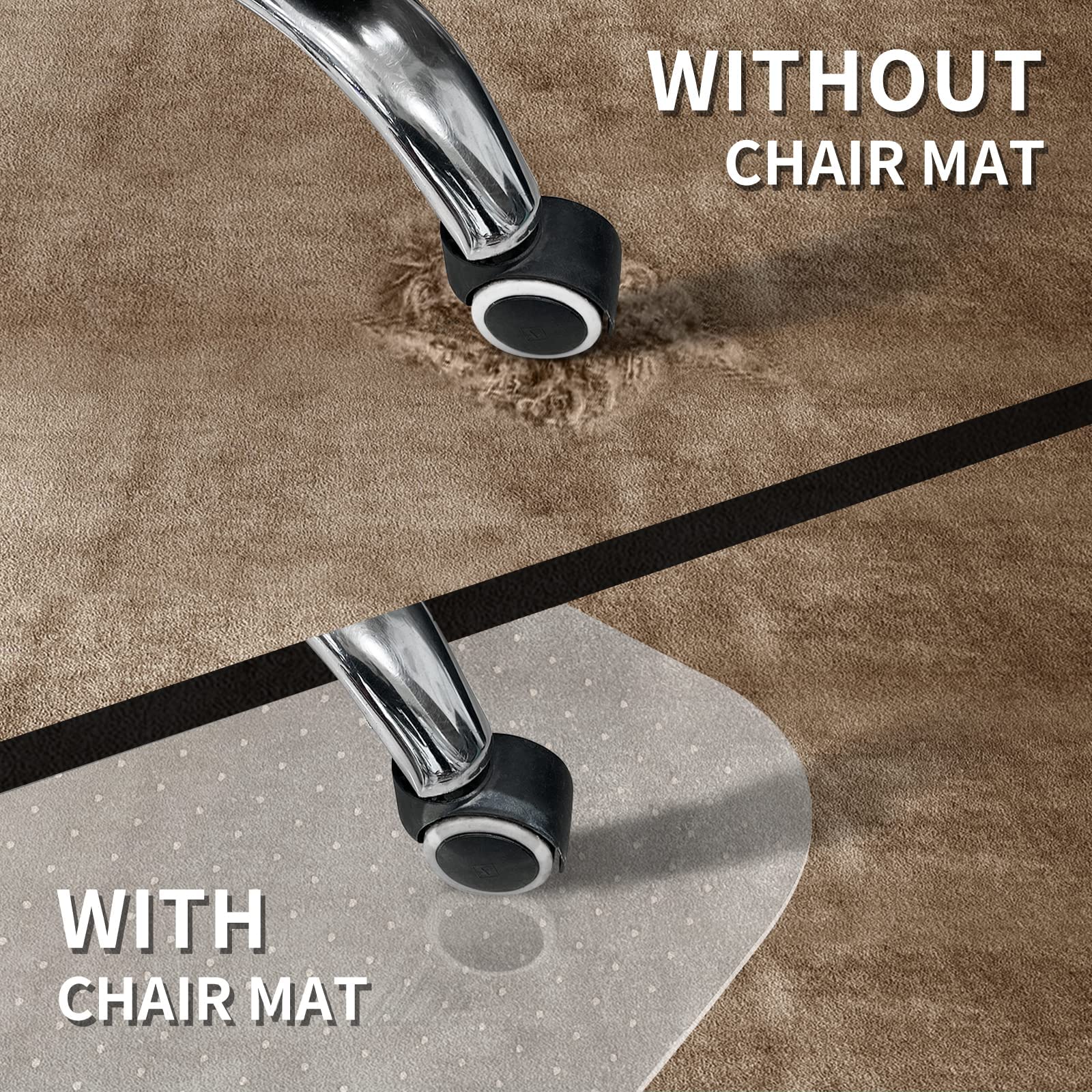Chair Mat for Carpeted Floor with Lip,47''×36'' PVC Carpet Protector for Low Pile Carpets Heavy Duty Effective Grip Anti-Slip,Won't Crack,Easy to Clean for Office and Home
