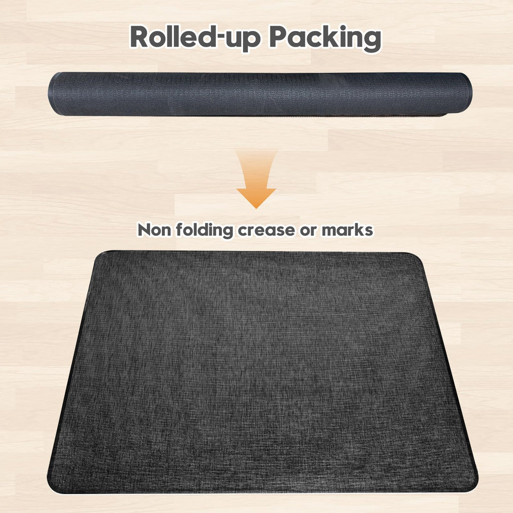 Office Chair Mat for Hardwood & Tile Floor,Computer Gaming Chair Mat for Rolling Chairs Non-Curve, Anti-Slip, Heavy Duty Floor Protector for Home Office,Dark Black (48" x 55")