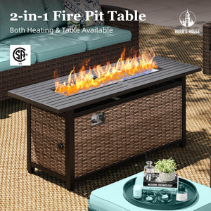 Swivel Glider Patio Furniture Set, Outdoor Sectional Conversation Sets with 56