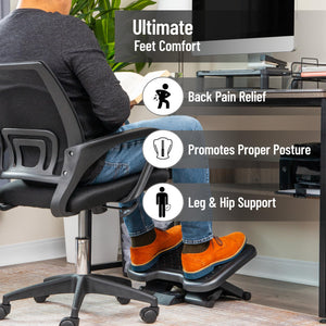 Adjustable Foot Rest with Elastomer Pad for Comfort and Support, Ergonomic Foot Platform, Height Adjustable, Black