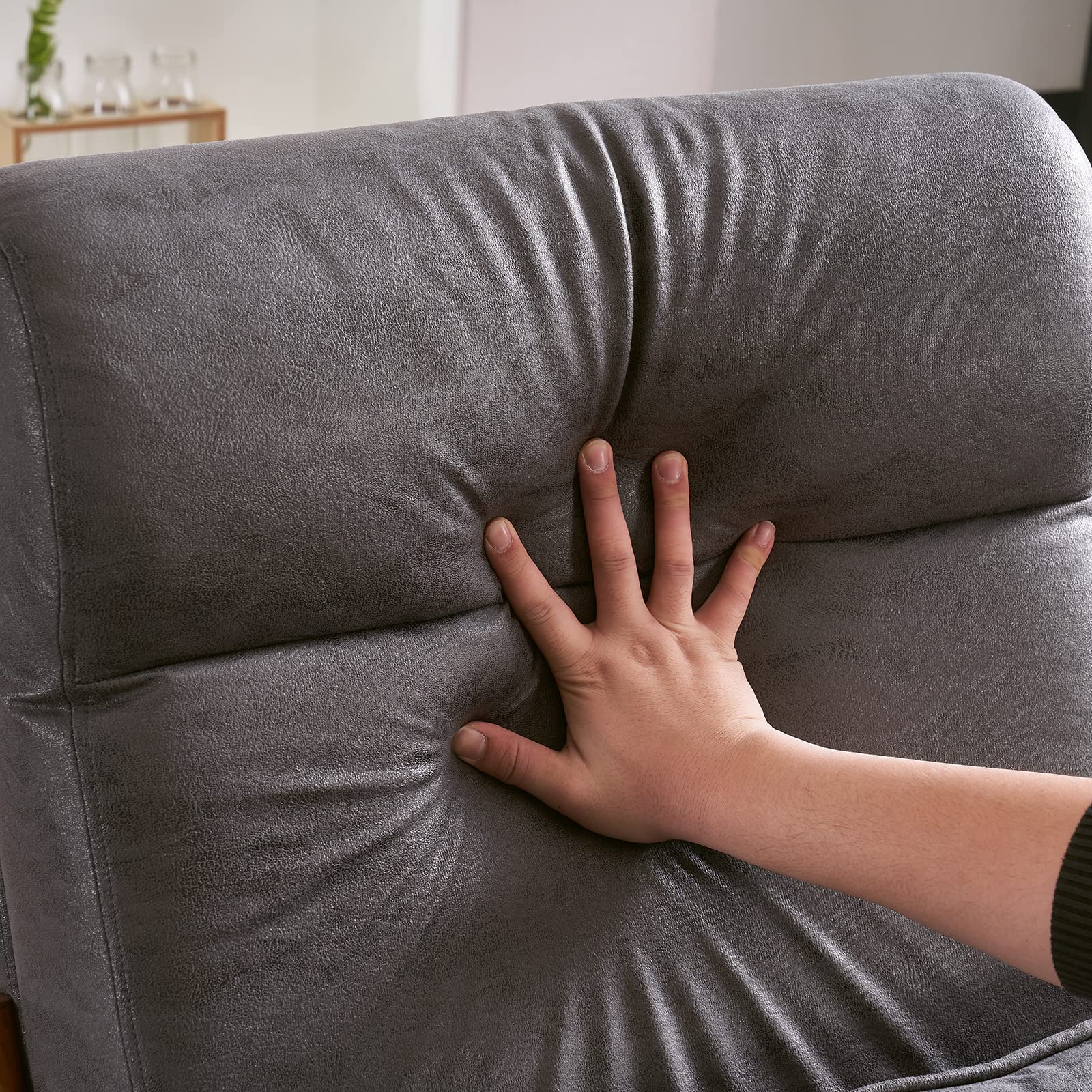 High Back Microfiber Dark Grey Accent Chairs Set of 2, Upholstered Mid Century Modern Lounge Chairs Reading Chairs Side Sitting Chair Farmhouse Armchairs for Living Room, Bedroom, Guest Room