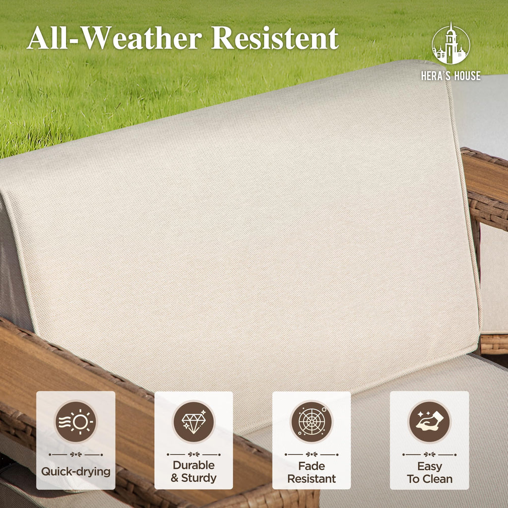 4 Pieces Patio Furniture Set, 2 Outdoor Rattan Wicker Armchairs Set with 2 Ottomans, All Weather Patio Conversation Set with 5.3" Widened Armrest, 10" Ultra Thick Comfy Sponge Cushion