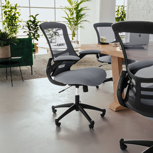 Office Chair, Ergonomic, Mid-Back, Dark Gray Mesh with Swivel