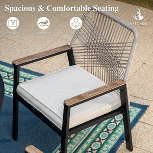 9 Pieces Patio Table and Chairs Set, Outdoor Dining Set for 8, 8 x Rattan Patio Chairs and 1 x 60 Square Metal Dining Table, Outdoor Rattan Dining Table Set for Lawn Garden Backyard