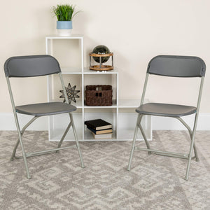 Hercules Series Plastic Folding Chair - Grey - 650LB Weight Capacity Comfortable Event Chair - Lightweight Folding Chair