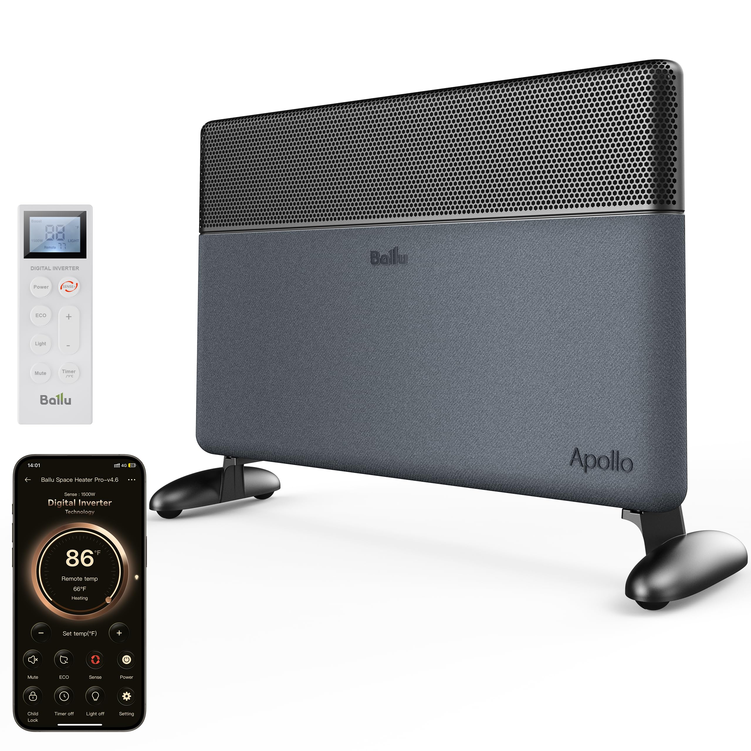 Convection Panel Space Heater for Large Room,Smart Quiet Heater with Programmable Thermostat,WiFi App Control,