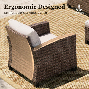 Wicker Patio Furniture Set, Outdoor Sectional Conversation Sets, 6 Pieces 9 Seats Outside Sofa Set for Lawn Backyard