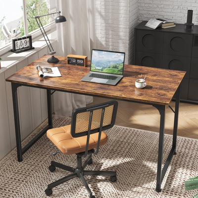 Computer Desk, 48 Inch Office Desk, Gaming Desk with Storage, Writing Desk Work Desk for Home Office, Study, Modern Simple Desk, Large Legroom, Metal Frame, Rustic Brown