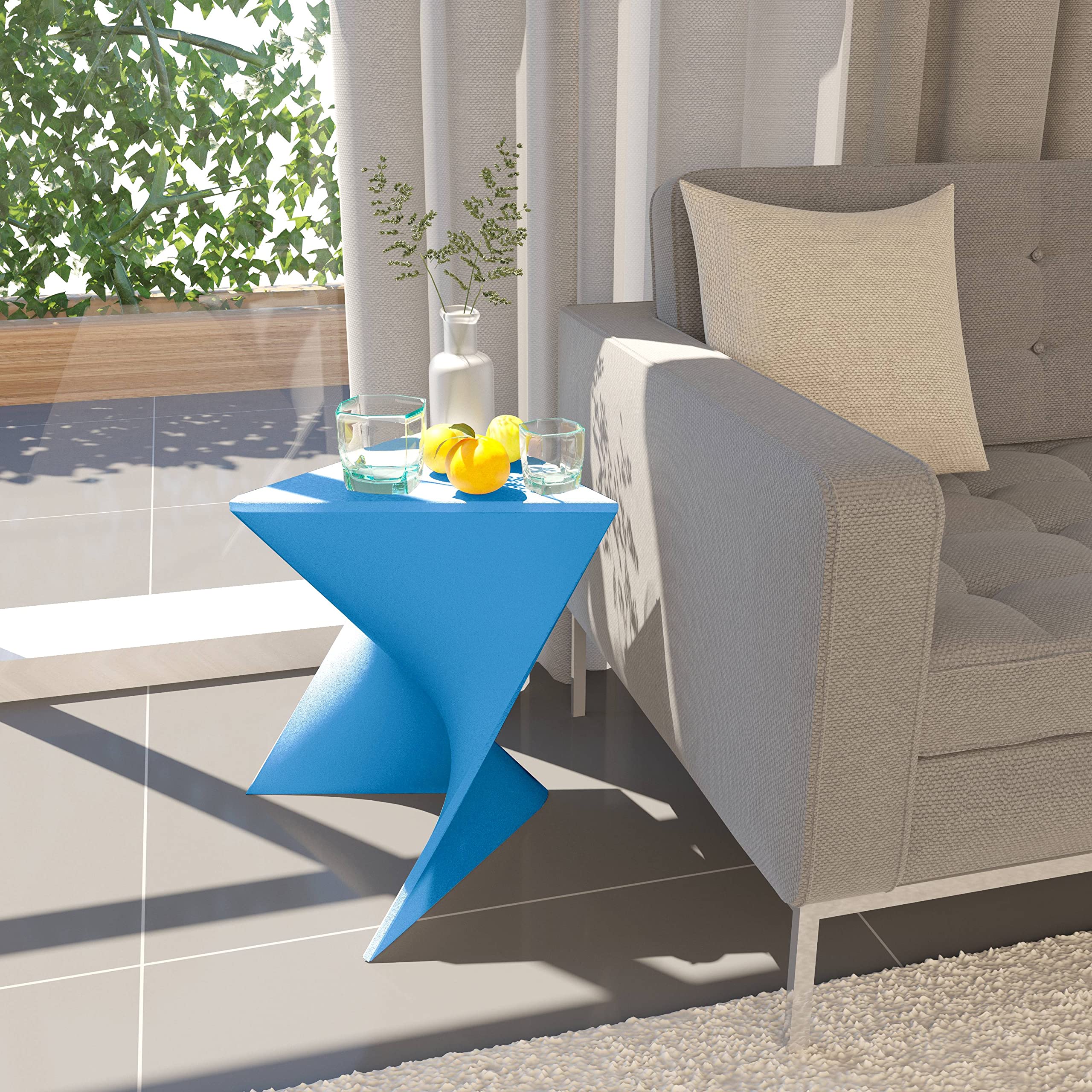 Modern Blue Accent End Table - Stylish Vanity Side Table for Bedroom, Living Room, or Office