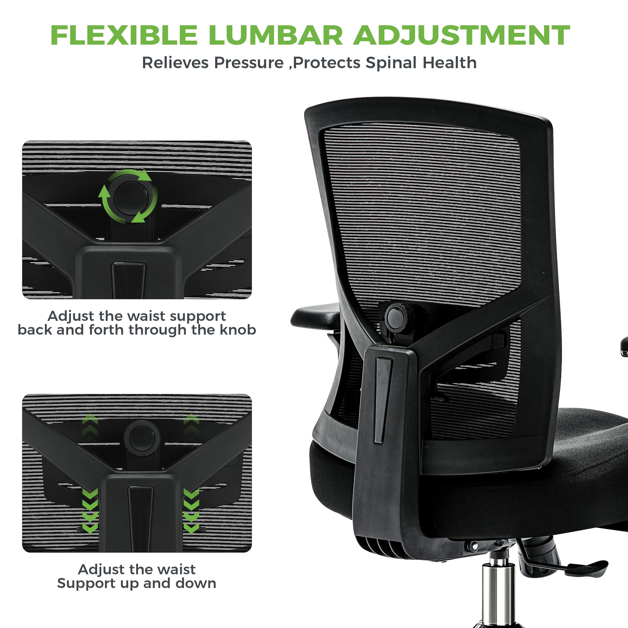 Big and Tall Office Chair 700lbs with Ergonomic W Wide Thick Seat Cushion, Oversized Mesh Desk Chair with Adjustable Lumbar Support, Computer Chair with Upgraded 4D Armrests