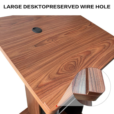 Customizable Wood Podium,Wooden Lectern Stand,15MM Particle Board,Elegant Design with Storage, Lockable Wheels, Mic Stand Space, Wooden Pulpit for Restaurants,Churches, Seminars and Schools