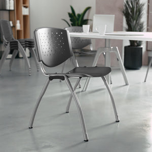HERCULES -5 Pack 880 lb. Capacity Gray Plastic Stack Chair | Comfortable Seating with Durable Design