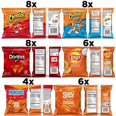 Frito-Lay Cheesy Mix 6 Flavor Variety Pack, Single Serve Bags (40 Pack), Doritos, Cheetos, Lay's, Munchies, SunChips