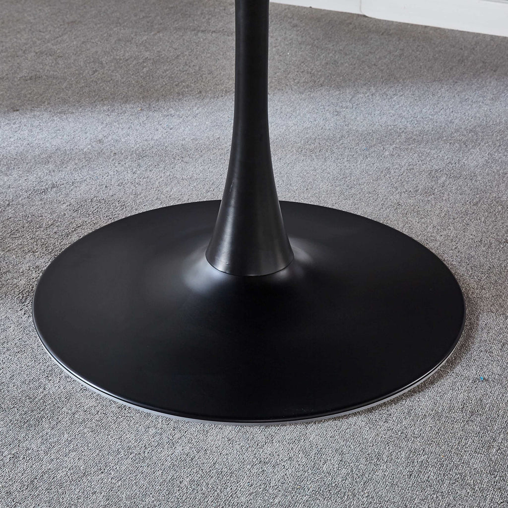 42" Tulip Table for 4-6 Persons Modern Round Dining Room Table, Mid-Century Modern Black Small Kitchen Table with MDF Wooden Top, Leisure Coffee Table for Living Room, Dining Room, Office