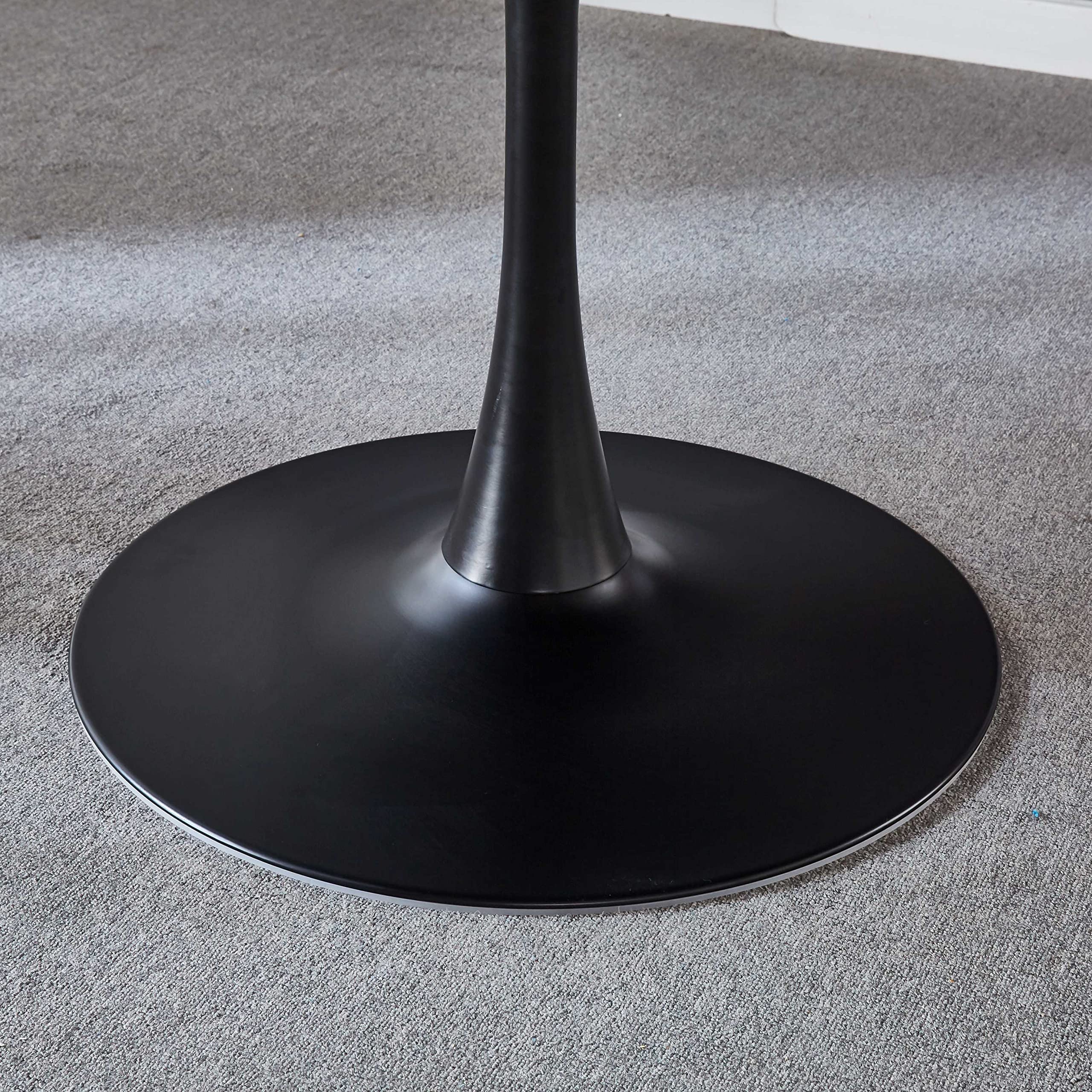 42" Tulip Table for 4-6 Persons Modern Round Dining Room Table, Mid-Century Modern Black Small Kitchen Table with MDF Wooden Top, Leisure Coffee Table for Living Room, Dining Room, Office