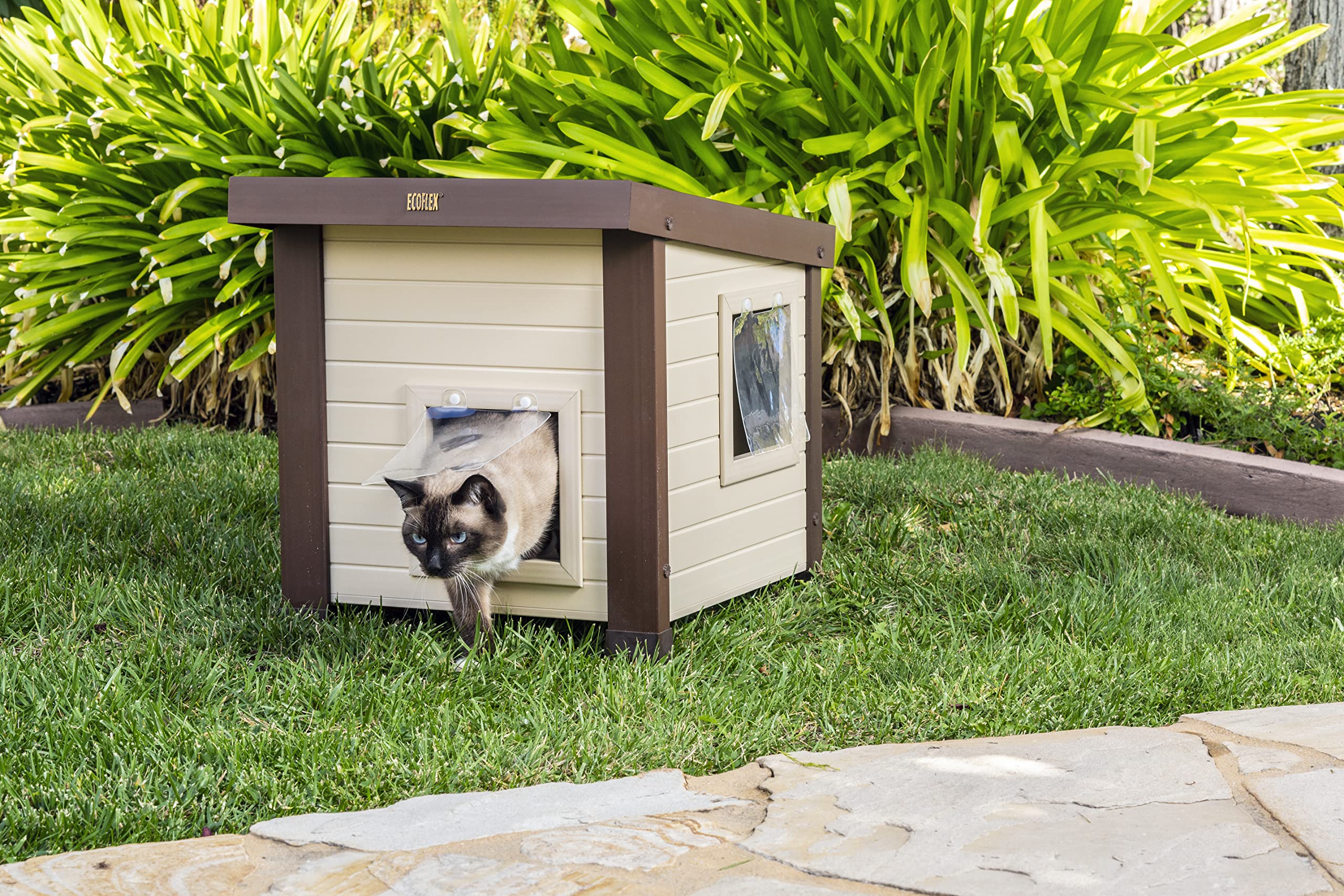 Outdoor Cat House, Weather‑Resistant, Dual Door Flaps, 21" W x 20" H