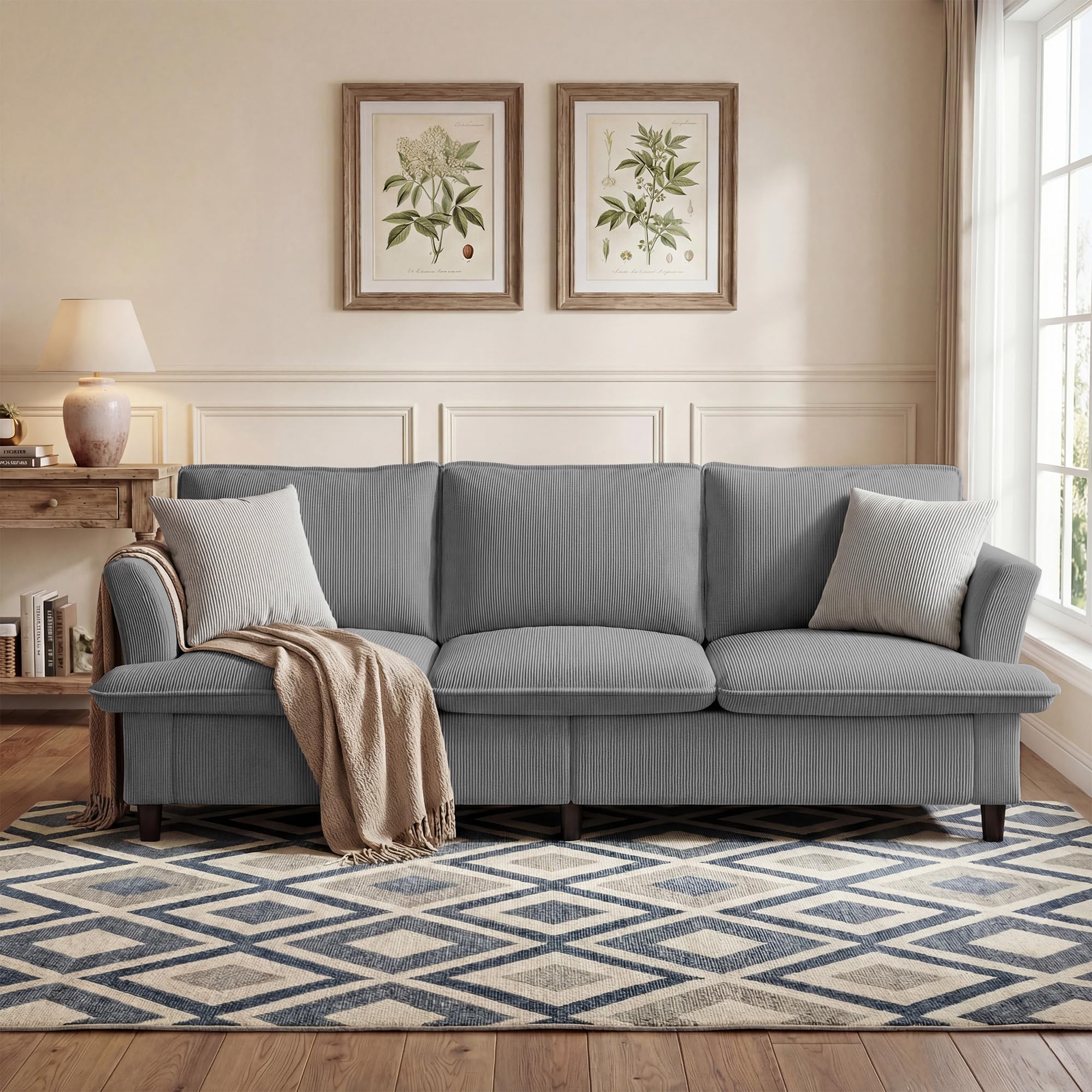 3 Seater Corduroy Couch, 89