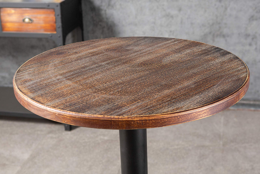 42" Tall Rustic Industrial Bar Table-19.68" Dia Round Wooden Top Metal Bar Height Adjustable Standing Pub Table-Dining Room Bistro Table-Cocktail Table