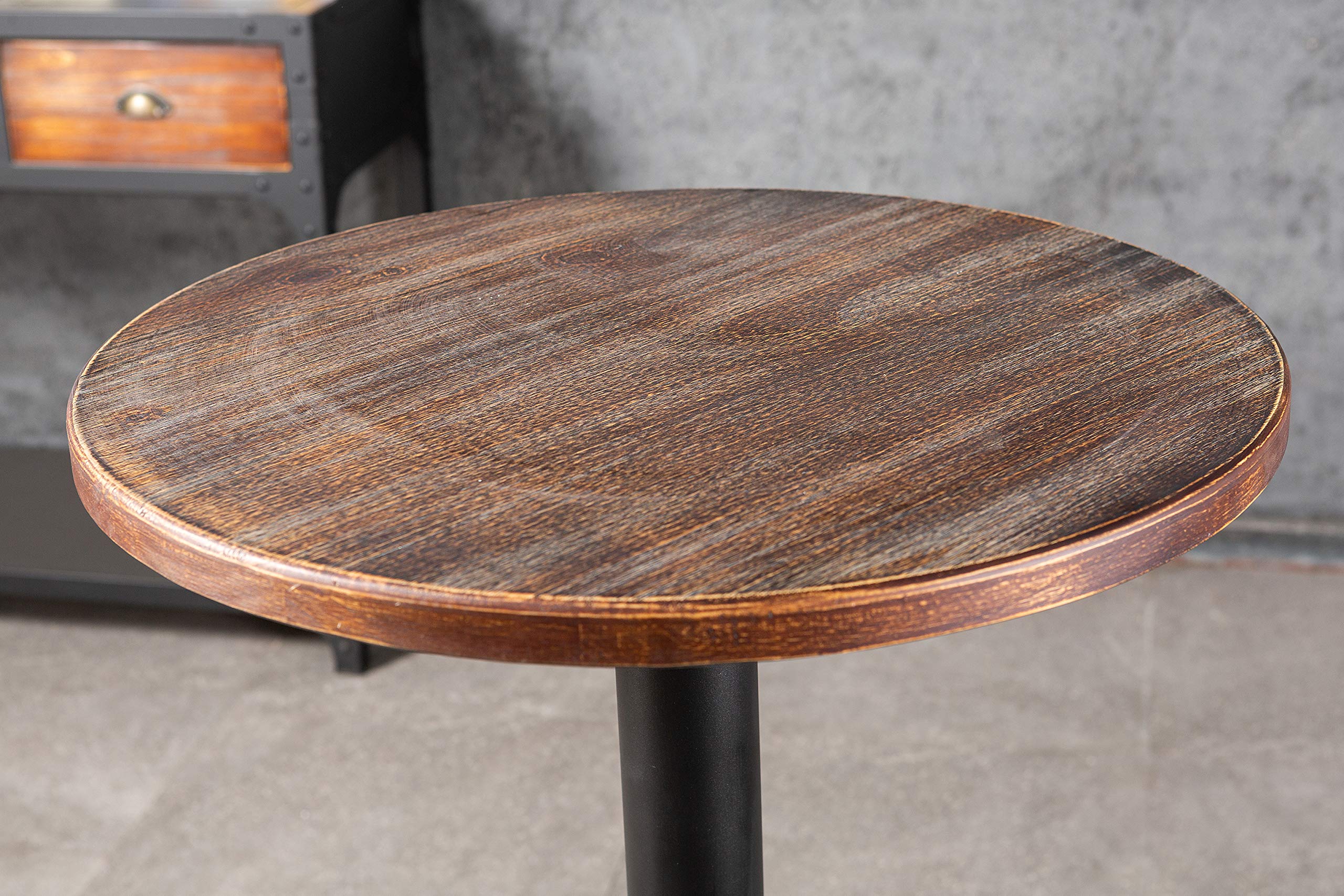 42" Tall Rustic Industrial Bar Table-19.68" Dia Round Wooden Top Metal Bar Height Adjustable Standing Pub Table-Dining Room Bistro Table-Cocktail Table