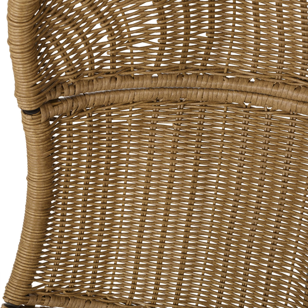 Hanging Basket Chair with Cushion, Outdoor Indoor Basket Chair, Boho Garden Rattan Lounger Porch Swing Furniture, Modern Patio Decor, Brown+Gray