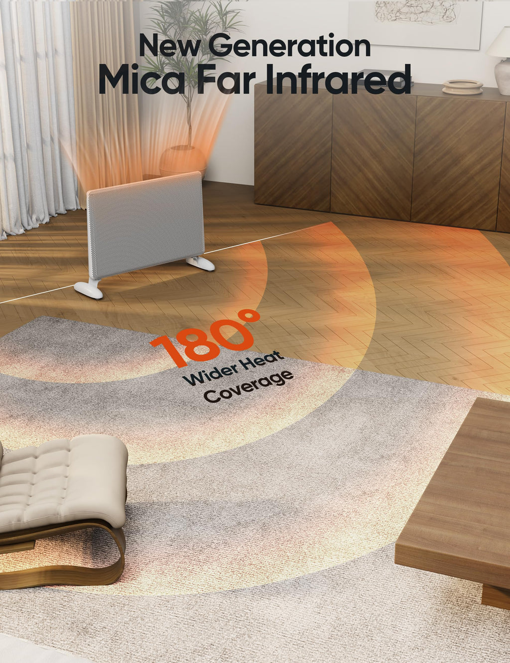 Infrared Space Heater Indoor Use, Large Room Panel Heater with Programmable Thermostat, WIFI App Control,Portable Stand or Wall Mount,Energy Efficient Smart Quiet Heater,Work with Alexa,White