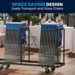 4 Pack Hercules Series Plastic Folding Chair - Blue -  650LB Weight Capacity Comfortable Event Chair-Lightweight Folding Chair