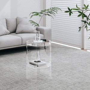 Clear Acrylic End Table, 2-Tier Tray Nightstand with Sturdy Design, Easy Assembly, Compact Size for Small Spaces, Modern Transparent Furniture for Bedroom or Living Room