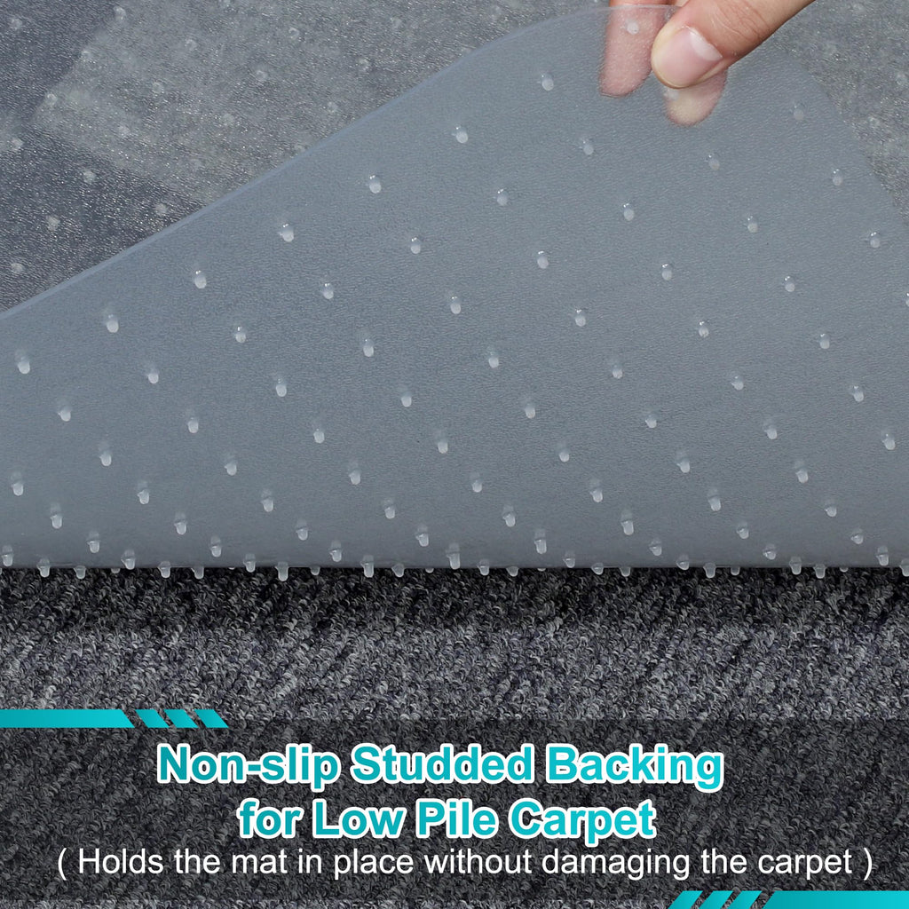 Office Chair Mat for Carpets, 48"x 60" Heavy Duty Clear Plastic Floor Protector, Non-Slip Computer Desk Chair Mat for Low Pile Carpeted Floors, Smooth Rolling Carpet Chair Mat for Home Office