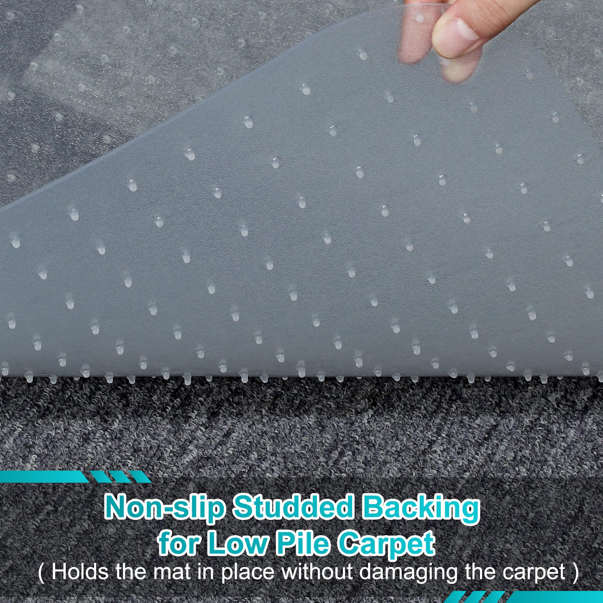 2 Pack Office Chair Mat for Carpets, 48" x 60" Clear Chair Mat for Carpeted Floors, Heavy Duty Under Desk Protector Carpeted Floors Mats, Rolling Computer Floor Mats with Studs for Home and Office
