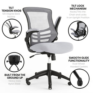 Office Chair, Ergonomic, Mid-Back, Dark Gray Mesh with Swivel