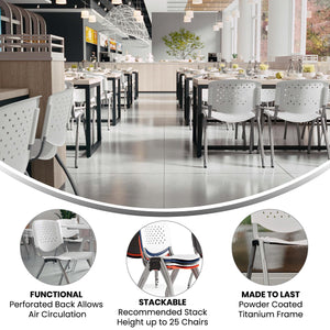 HERCULES -5 Pack 880 lb. Capacity White Plastic Stack Chair | Comfortable Seating with Durable Design