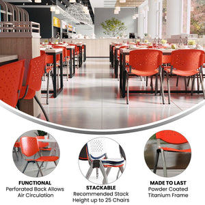 HERCULES -5 Pack 880 lb. Capacity Orange Plastic Stack Chair | Comfortable Seating with Durable Design