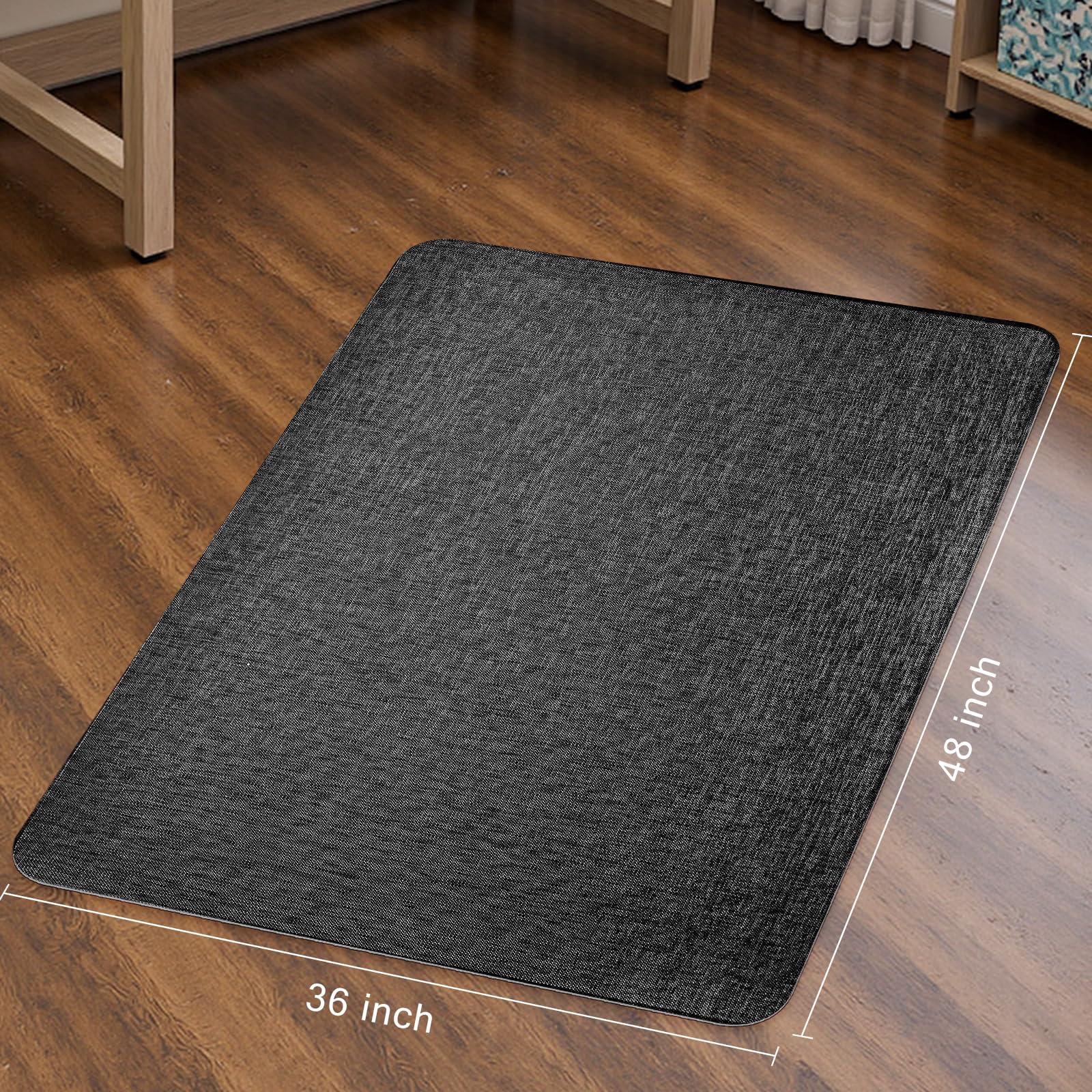 Office Chair Mat for Hardwood & Tile Floor,Computer Gaming Chair Mat for Rolling Chairs Non-Curve, Anti-Slip, Heavy Duty Floor Protector for Home Office,Black (36" x 48")